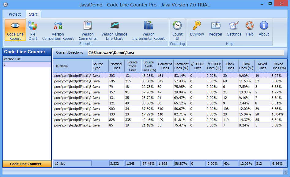 Code Line Counter Pro - Java Version